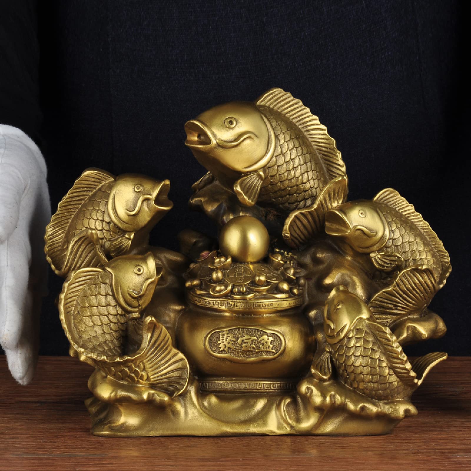 銅製 魚 置物 3点セット 在銘 古銅 Amazon.co.jp: 彫刻置物銅の魚の飾り像リビングルームの魚縁起の良い銅